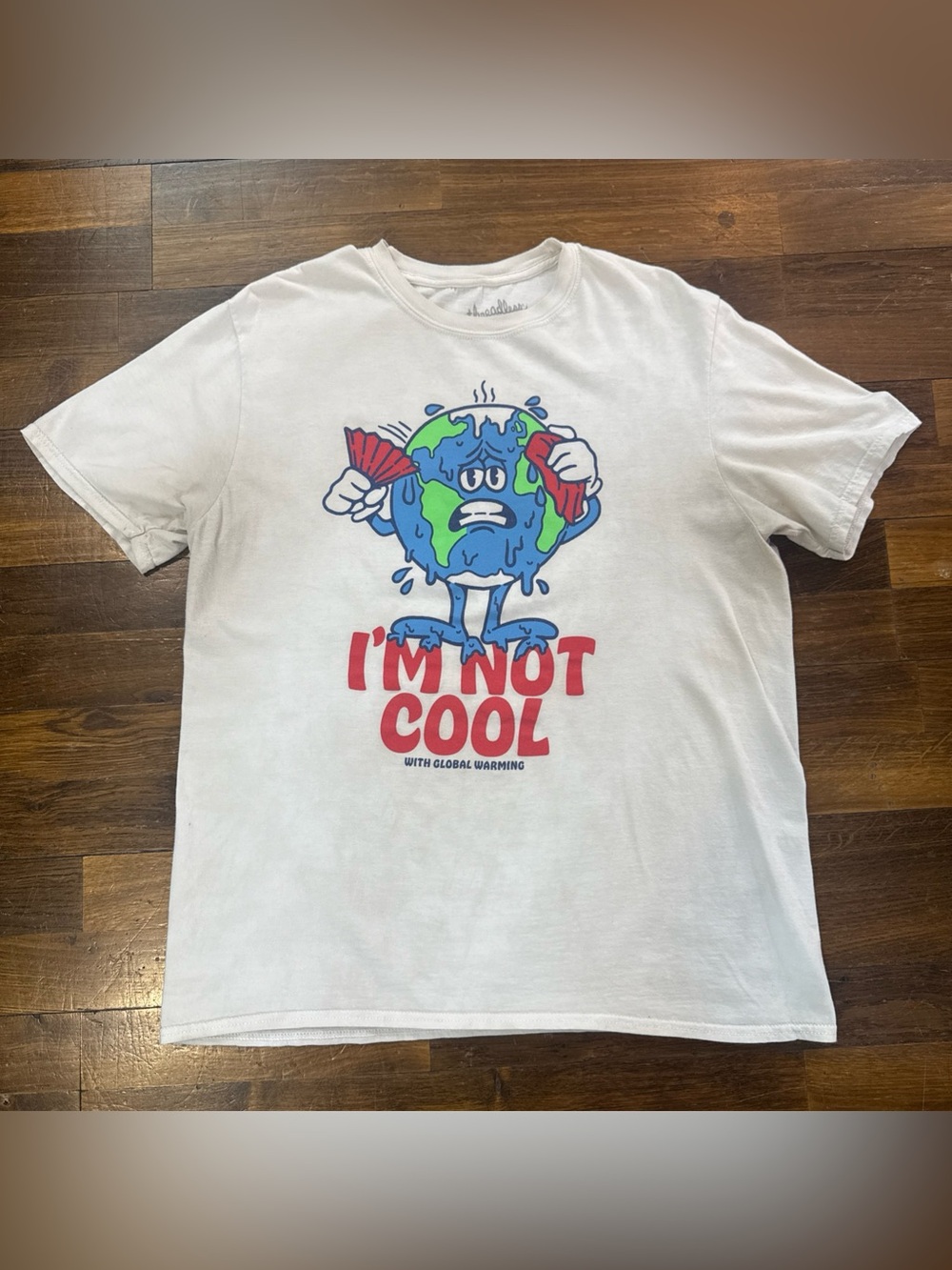 Threadless Graphic Tee Shirt Im Not Cool Global Warming Melting Earth Cream L